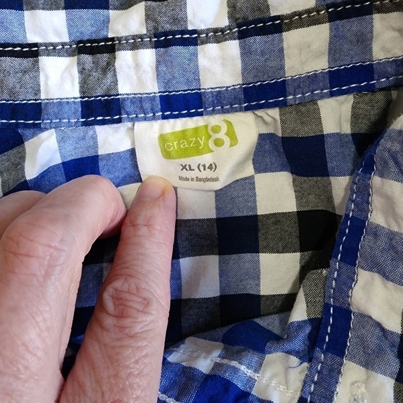 3/$15 Crazy 8 Boys Button-down Checkered Shirt - 14 - Picture 4 of 5